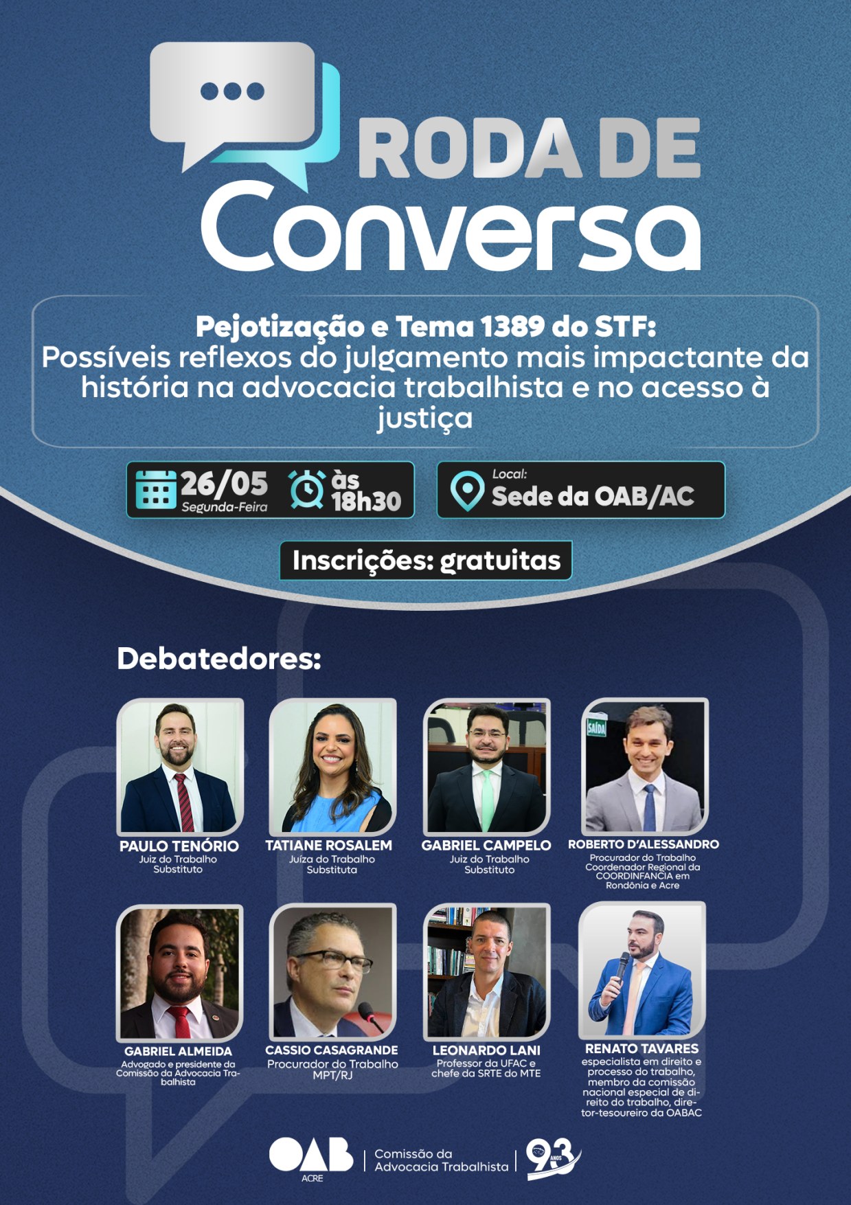 Divulgação · Roda de Conversa: Pejotização e Tema 1389 do STF